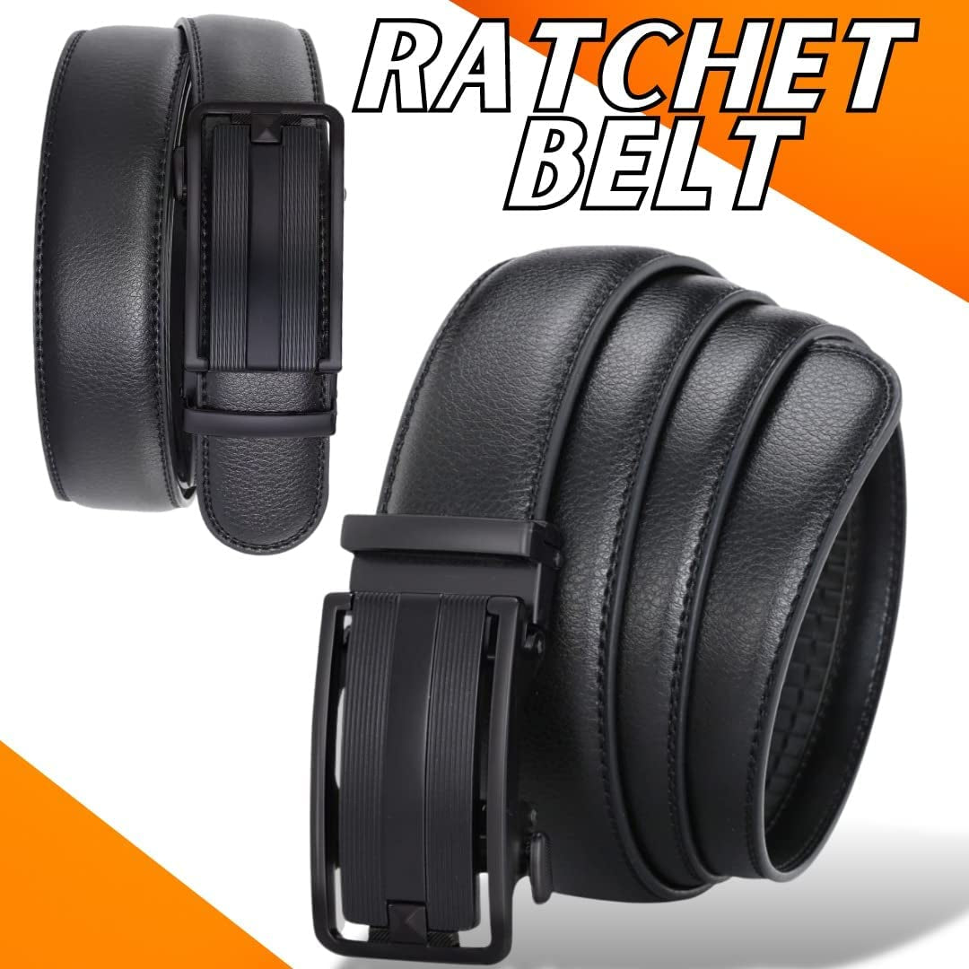 Ratchet Belt for Men - Mens Dress Belt, Slide Belts for Men with Metal Automatic Click Sliding Buckle