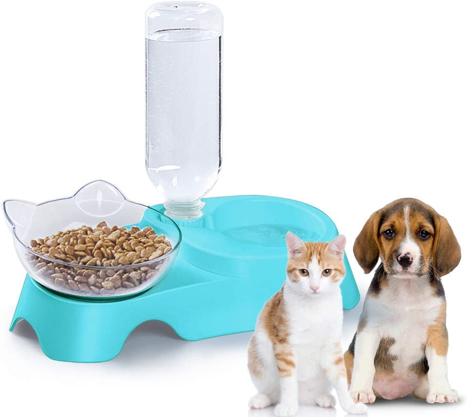  Double Dog Cat Bowls Pets Water and Food Bowl Set