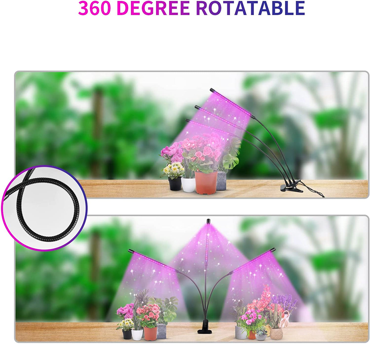 Led Grow Light for Indoor Plants,3 Heads Full Spectrum Plant Light, 10 Dimmable Brightness, 3/9/12H Timer, Growing Lamp for Indoor Plants Growth