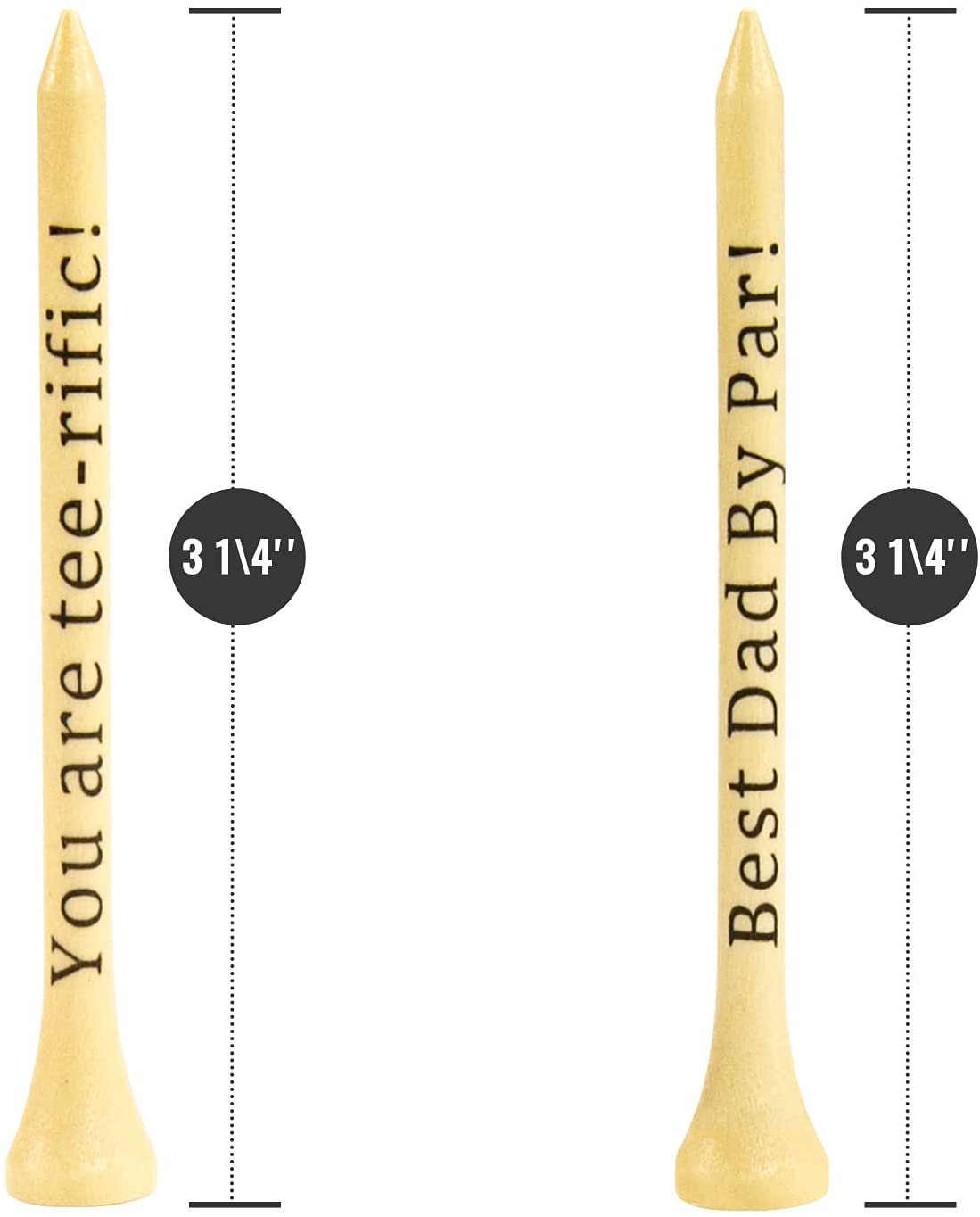 Father‘s Day Gifts - Best Dad by Par - You Are Tee-Rific, 3-1/4 Inch Wood Golf Tees