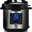 Megachef Electric Stainless Steel Brushed Digital Pressure Cooker with Lid, 6 Quart, Chrome and Black