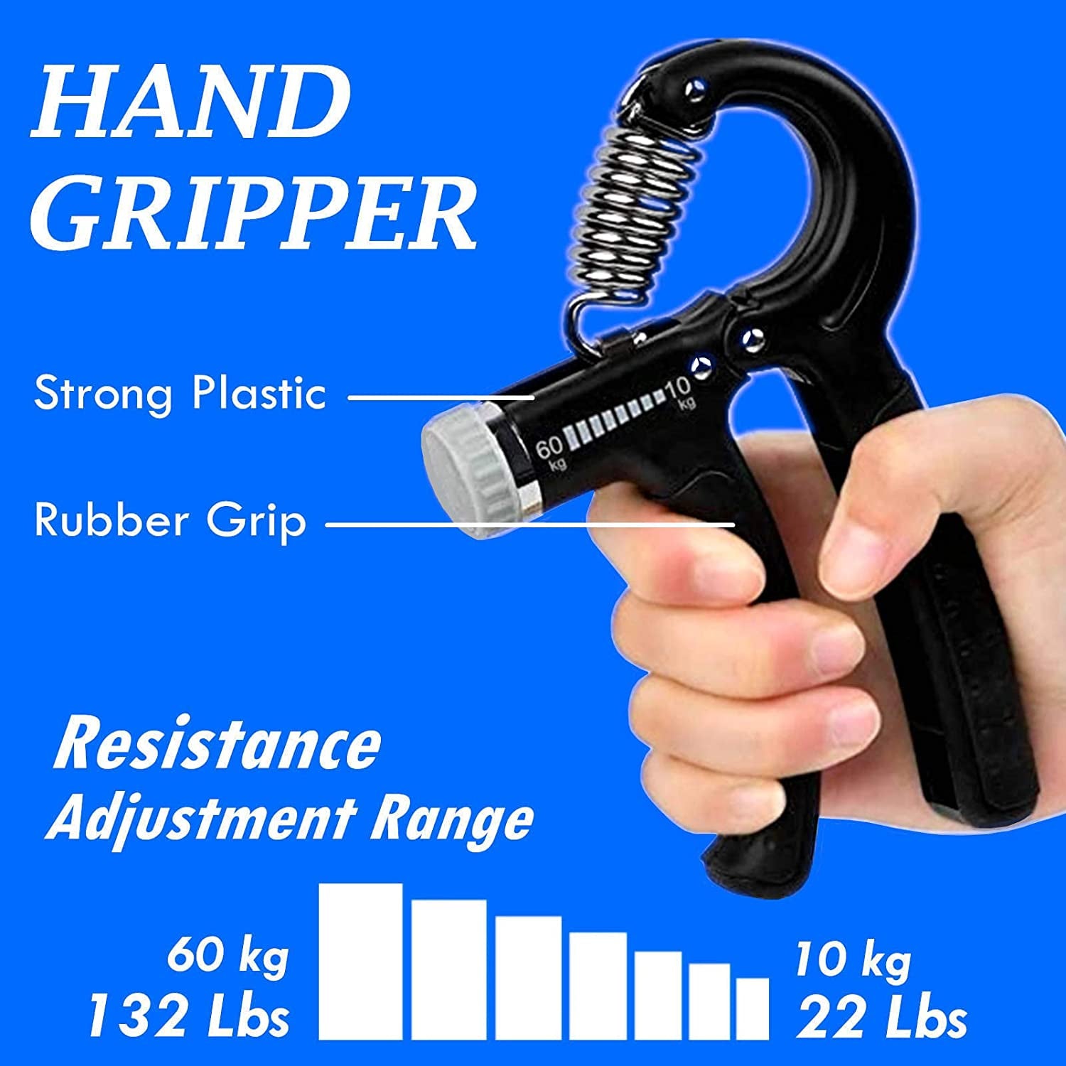 Grip Strength Trainer, Forearm Workout, Hand & Finger Exerciser - 5 Pack