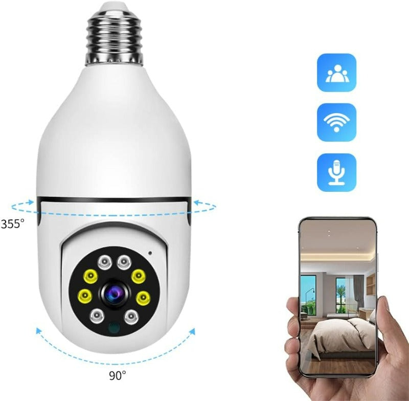 2 Pack Wireless WiFi Light Bulb 1080p Security Camera - 2.4GHz WiFi Smart 360 Camera for Indoor and Outdoor, Light Socket Camera with Real-time Motion Detection and Alerts, Night Vision