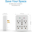 2 Pack Wall Surge Protector, 980 Joule, 6-Outle Wall Plug Adapter Power Strip, White