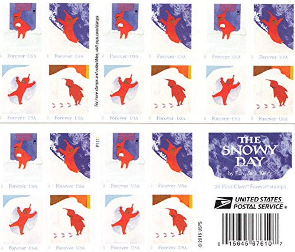 USPS "The Snowy Day" by Ezra Jack Keats 2017 Forever Stamps - Booklet of 20 Postage Stamps