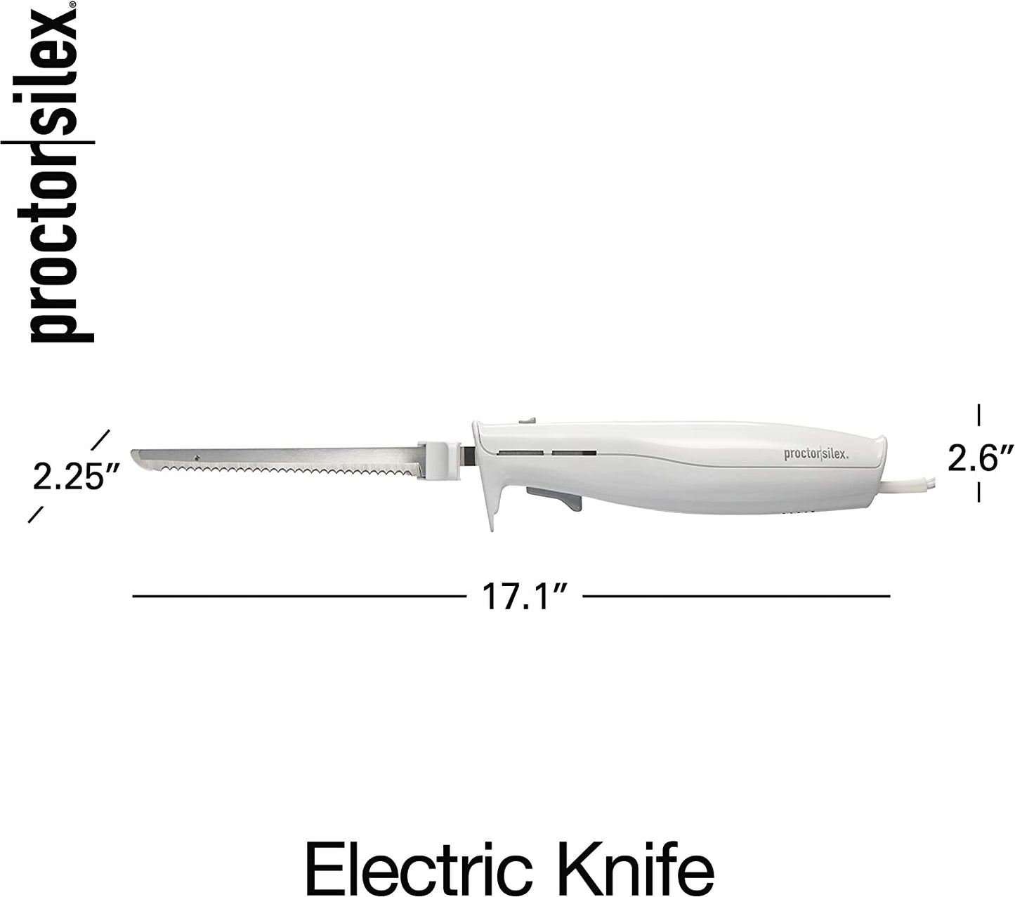 Easy Slice Electric Knife for Carving Meats, Poultry, Bread, Crafting Foam and More, Lightweight with Contoured Grip, White