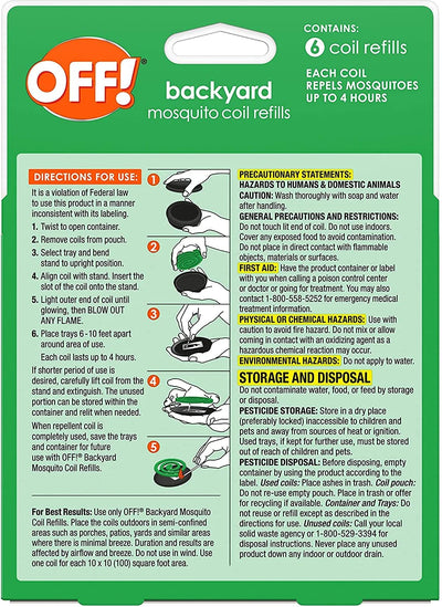 OFF! Backyard Mosquito Repellent Coil Refills, 6 Count