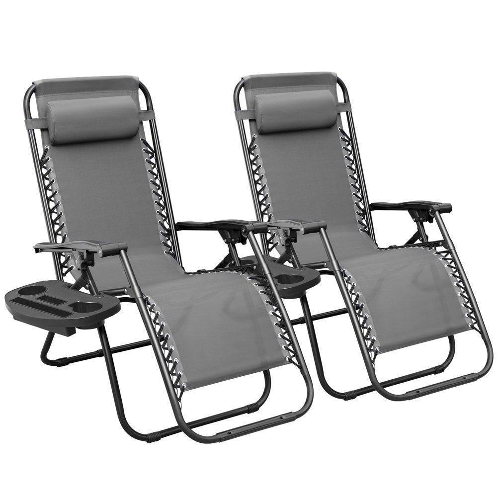 2  Zero Gravity Chair Textilene Fabric, Double Gray