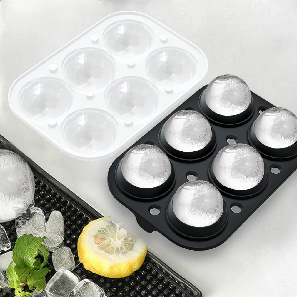  (Set of 2), Sphere Ice Ball Maker with Lid & Large Square Ice Cube Maker