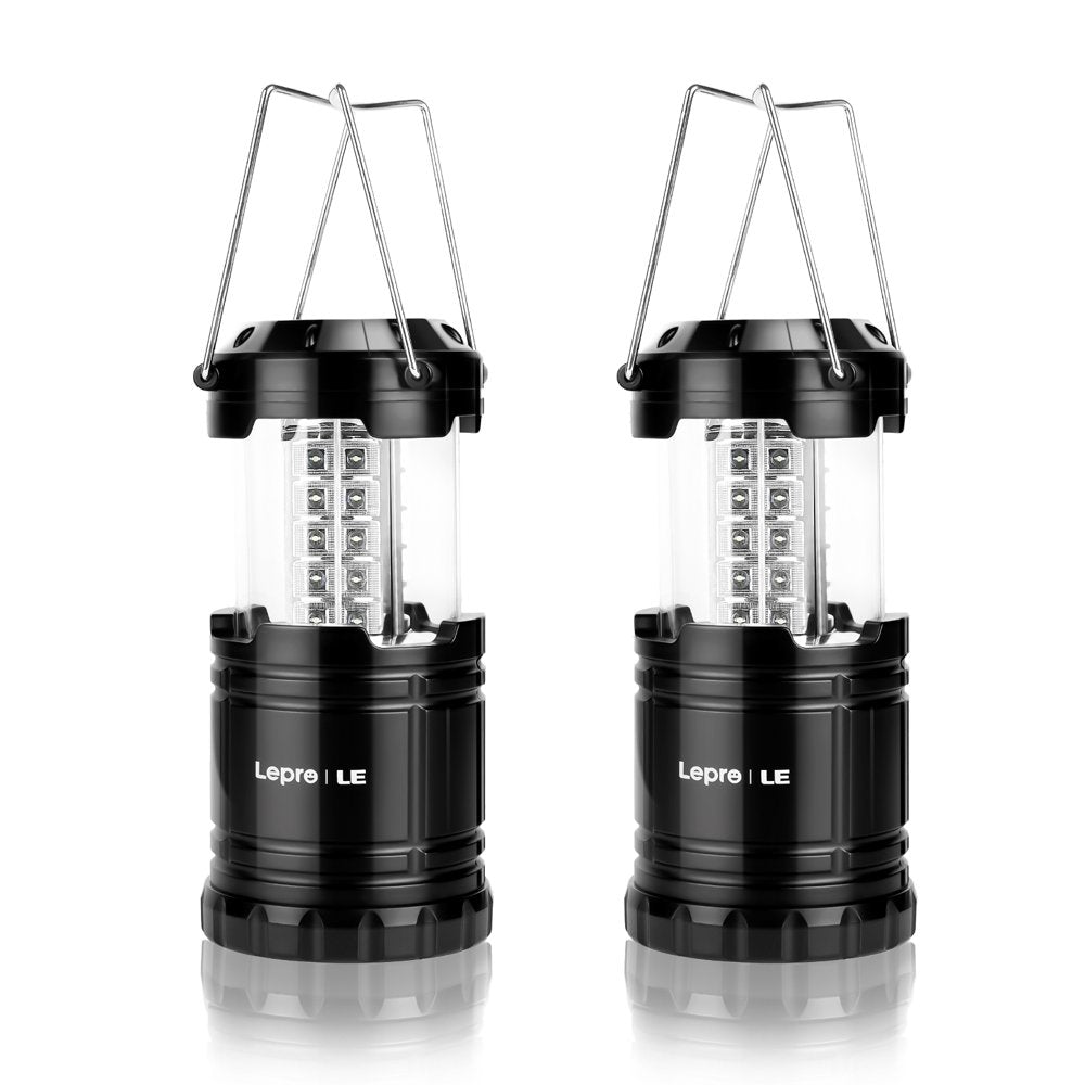  4-Pack LED Camping Lanterns Battery Powered, Collapsible, IPX4 Water Resistant, Outdoor Portable Lights for Emergency, Hurricane, Storms and Outages