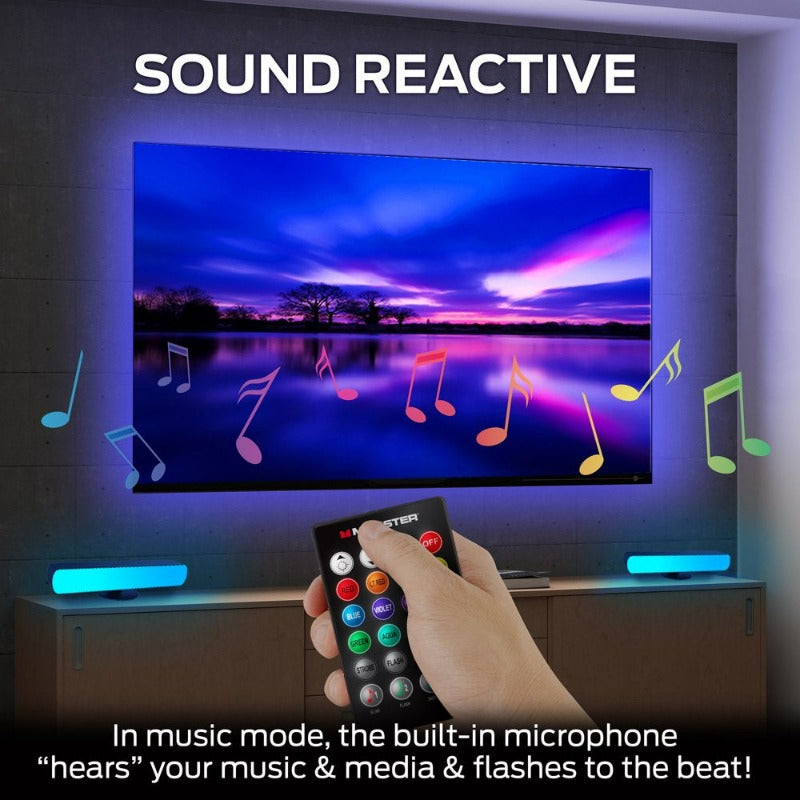 LED 5 Piece Sound Reactive Multi-Color Indoor LED Light Kit, 2 Light Bars, 2 Light Strips