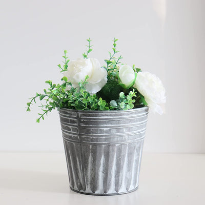 Set of 3 Metal Basket Bucket Farmhouse Planters