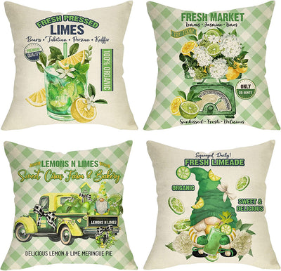  Set of 4 Farmhouse Decorative Pillow Cover - Greens