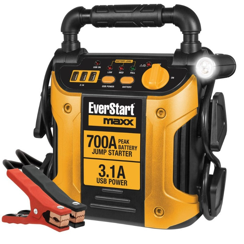 Everstart Maxx 700 Amp Jump Starter with Triple USB Charging Ports and Pivoting LED Work Light