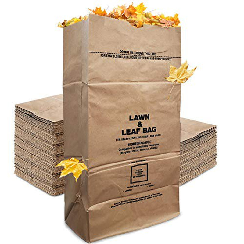 Stock Your Home Eco-Friendly 30 Gallon Kraft Leaf Bag - 10 Count - Heavy Duty Large Paper Trash Bags
