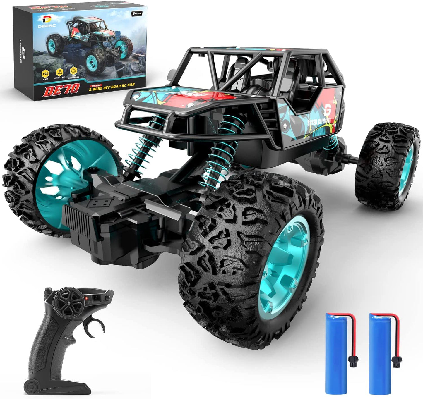 DE70 Remote Control Truck W/ Metal Shell, 60+ Mins, 2.4G Remote Control Car, 1:22 RC Cars Crawler for Boys, RC Monster Trucks, Toy Vehicle Car Gift for Kids Adults Girls