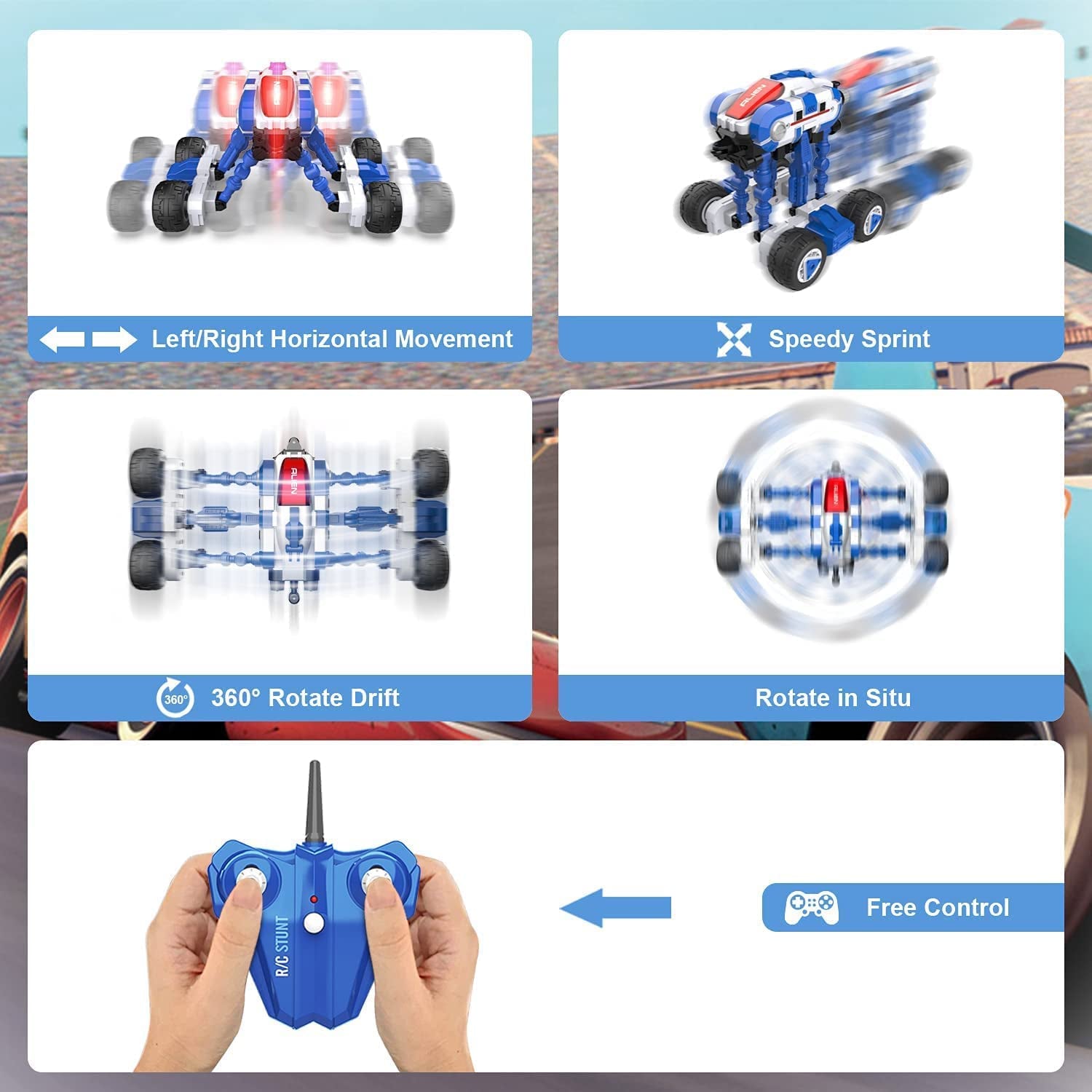 Remote Control Car for Boys, RC Cars 4WD off Road Monster Trucks High Speed Rechargeable Cars Toys, RC Stunt Car 360° Flips Rotating Vehicles, Present Gift for Kids Girls & Boys Age 8-12