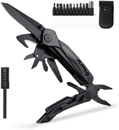 Multitool with Pliers, Fire Starter, Whistle,Scissors,Screwdriver,15 in 1 EDC Multi Tool with Safety Locking,Perfect Survival Knife Tool Gifts for Men Women,Outdoor,Camping,Fishing