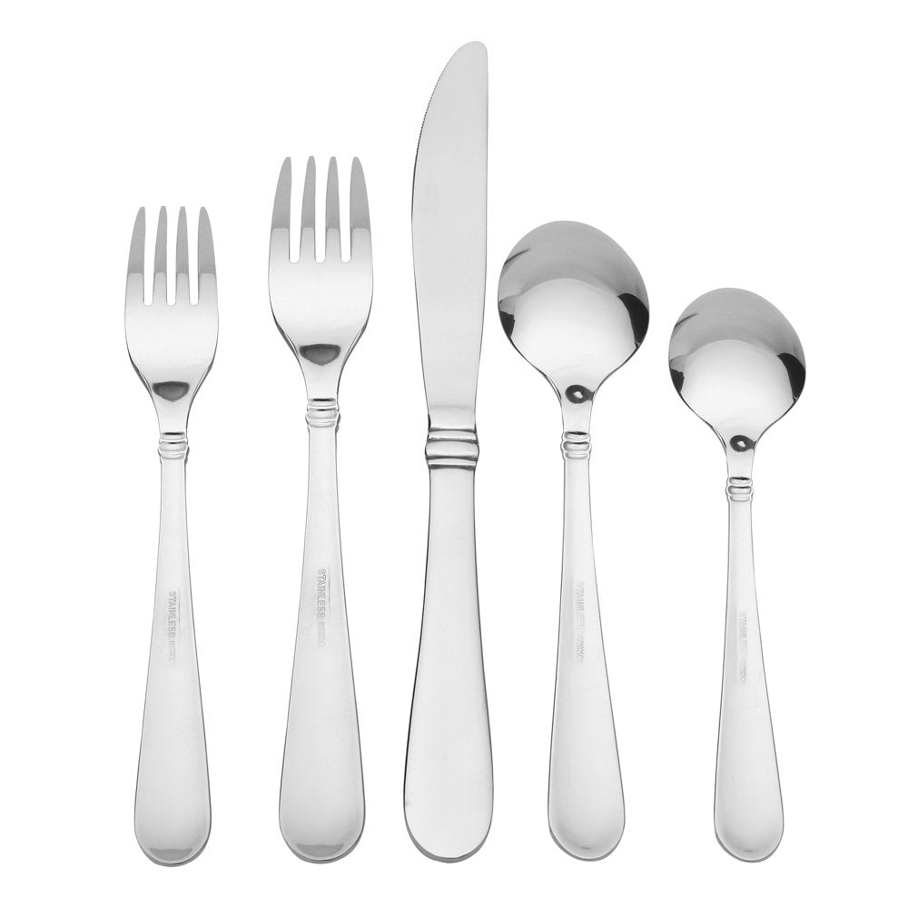 Camfield 20 Piece Stainless Steel Flatware Set, Silver Tableware Service for 4