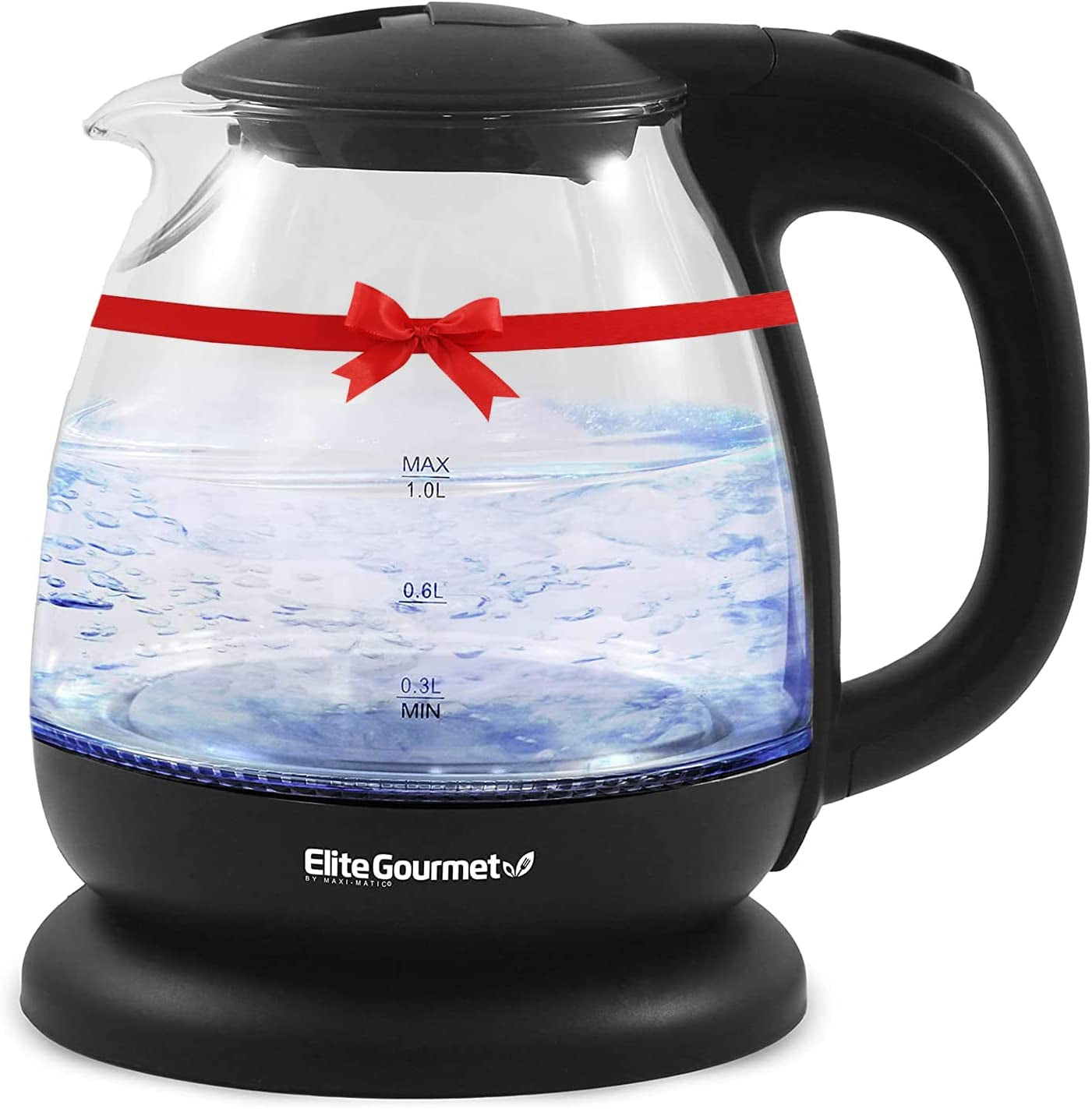 Electric 1.0L Bpa-Free Glass Kettle Cordless 360° Base, Stylish Blue LED Interior, Handy Auto Shut-Off Function – Quickly Boil Water for Tea & More