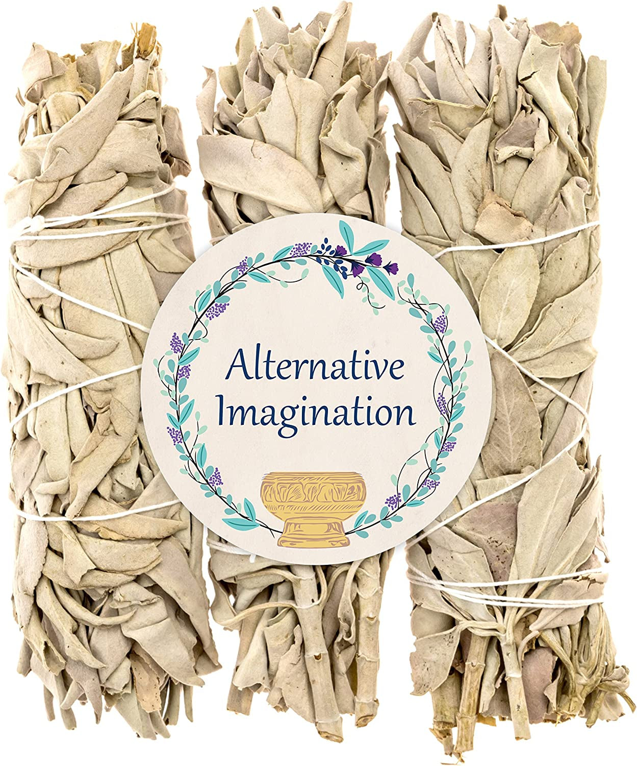 Alternative Imagination White Sage Bundles for Smudging, 3 Pk of 4" Bundles