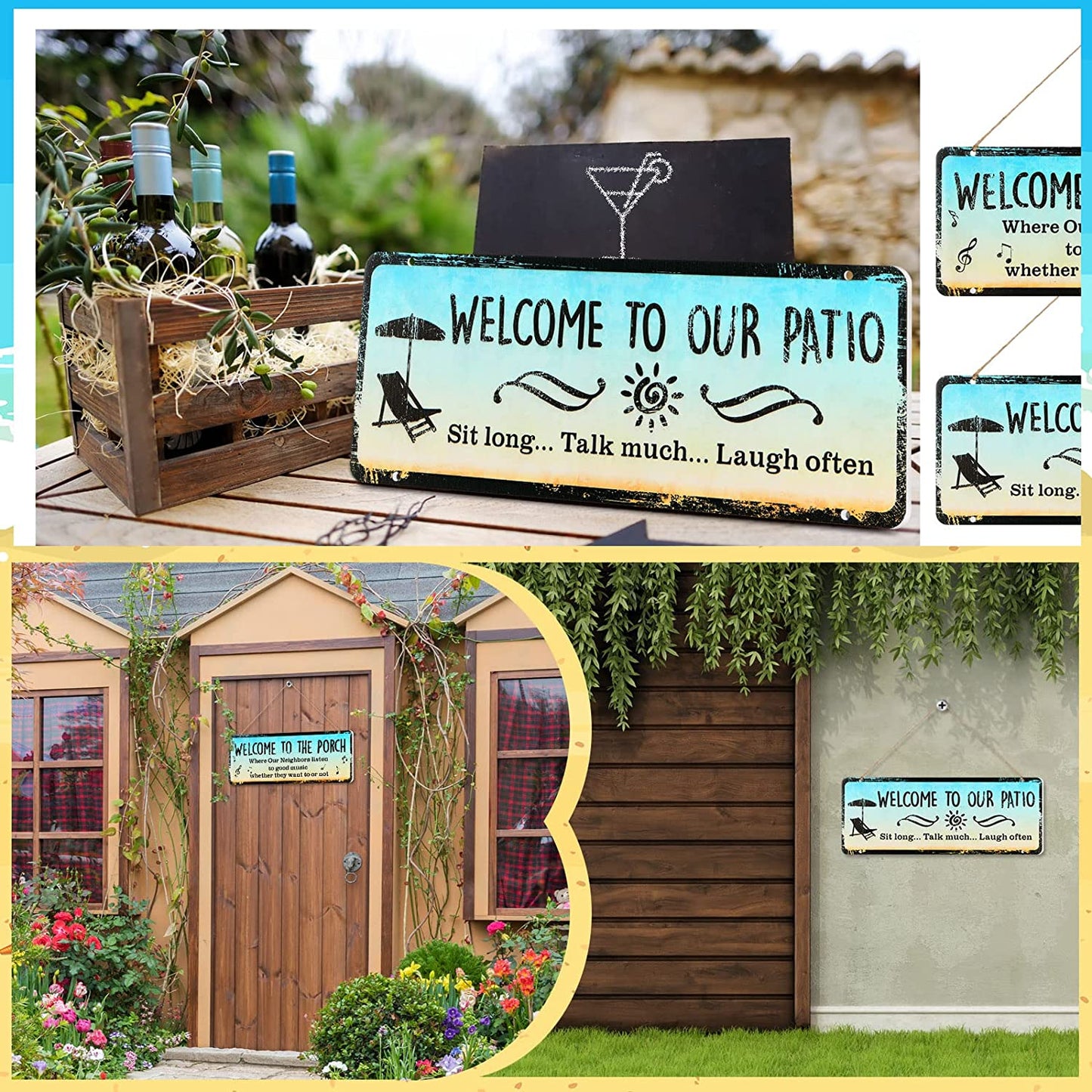 2 Pcs Welcome to Our Patio Sign 
