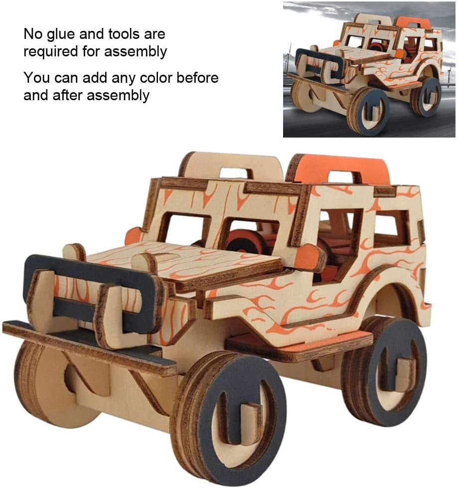 3D Puzzles, 3D Handmade DIY Car Model Wooden Puzzle Toys Building Blocks Kid Child Woodcraft Assembly Kit Puzzle Self Assembling Model for Adults Teens Kids