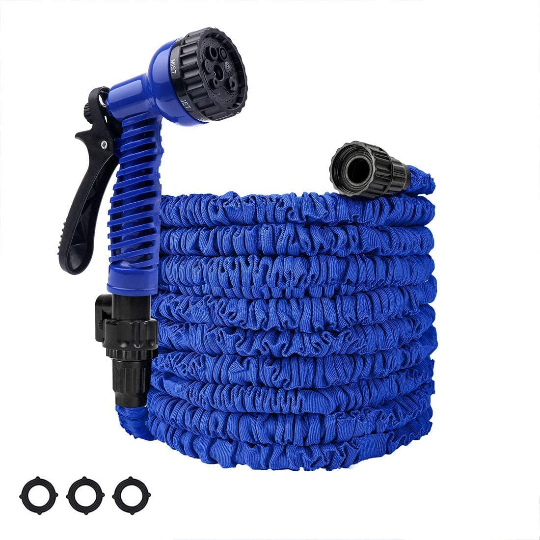 Expandable Garden Hose Lightweight Water Hose with 7 Functions Spray Nozzle,Flexible Gardening Hose Leakproof Double Latex Core Collapsible Hose for Gardening Lawn Washing