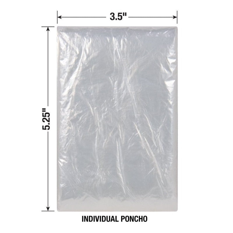 20 Count Clear One Size Fits Most Emergency Poncho 