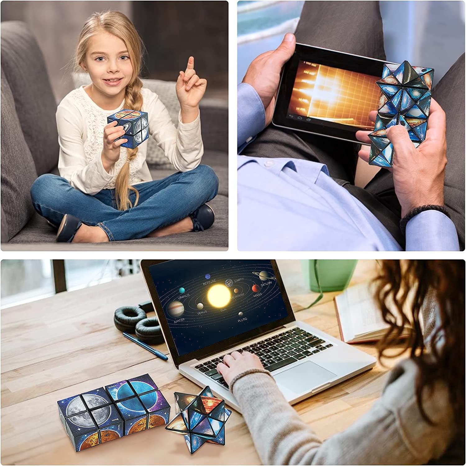 Star Cube Magic Cube 2 in 1 Set, Yoshimoto Cube Infinity Magic 3D Puzzle Cubes for Kids and Adults