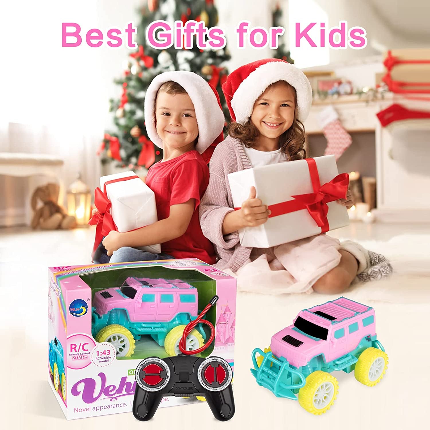Car Toys for 3 4 5 6 Year Old Girls Birthday Gift, RC Cars Remote Control Car for Girls 3-5 Monster Trucks for Kids Toys Age 4-7 Years, Gifts for 3-7 Year Old Girls Toddler Toys Age 3-6