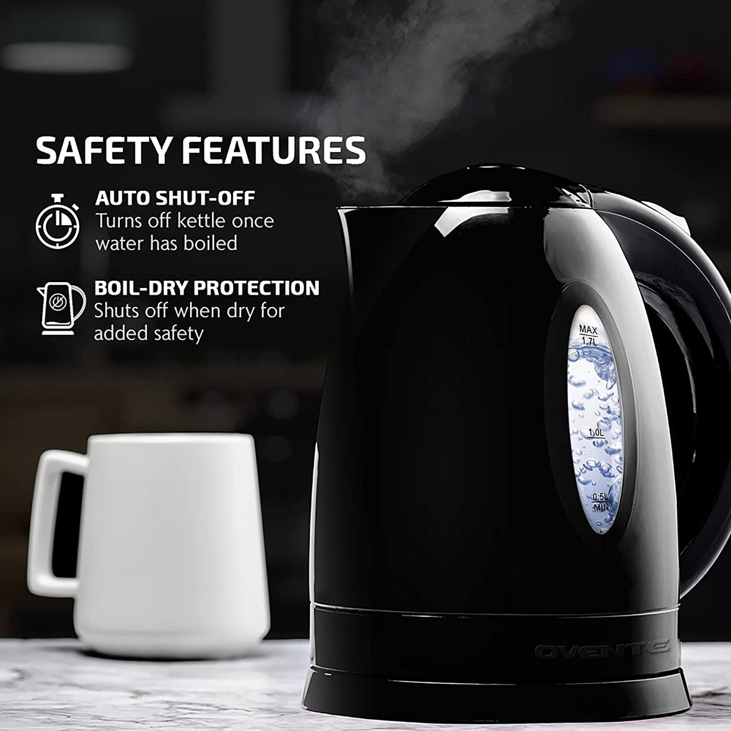 Electric Kettle 1.7 Liter Cordless Hot Water Boiler, 1100W with Automatic Shut-Off and Boil Dry Protection, Fast Boiling Bpa-Free Portable Instant Heater for Making Tea, Coffee