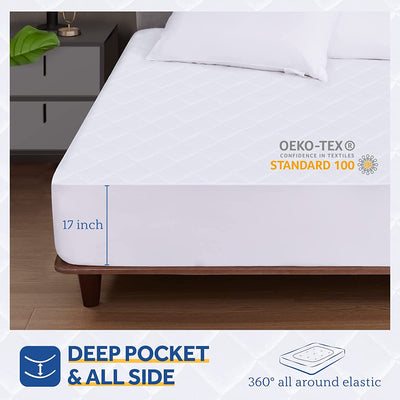 Sealy 3M Scotchgard Heated Mattress Pad | Quilted Cotton Electric Bed Warmer with 10 Heat Setting Dual Controller | 1-12 Hours Auto Shut off | 17" Deep All around Elastic Pocket, Queen