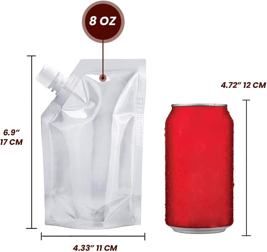 Concealable And Reusable Cruise Hidden bag Kit - Secret Flasks Cruise Liquor Bag Kit SIX (6) Durable Reusable Flasks With 2 Funnels