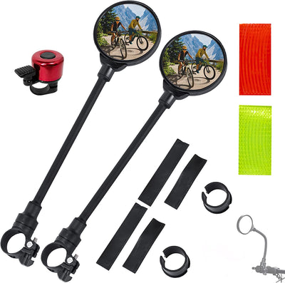 11 Pcs Adjustable Bicycle Mirrors Handlebar Rearview Mirror Shockproof Acrylic Convex Safety Mirror with Wide Angle