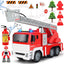 Toy Fire Truck with Lights and Sounds - 4 Sirens - Extending Ladder - Friction Powered Fire Engine Vehicles Toys Gift for for Kids Toddlers Boys & Girls