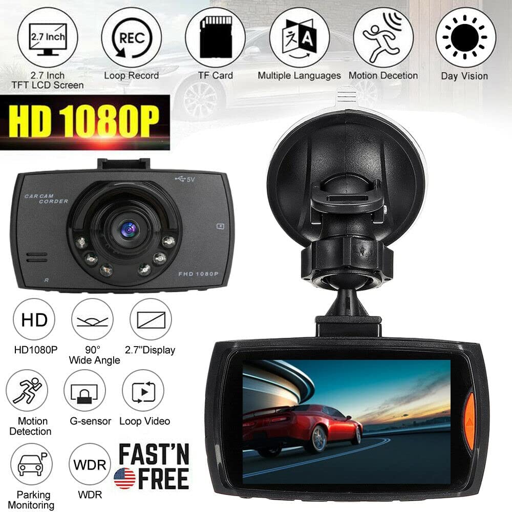 Jahy2Tech 1080P Dash Camera for Cars Front and Rear Camera Video Recorder Dashcam for Cars with 2.7" LCD Display,Night Vision,Motion Detection,Parking Mode,G-Sensor,Loop Recording,140° Wide Angle