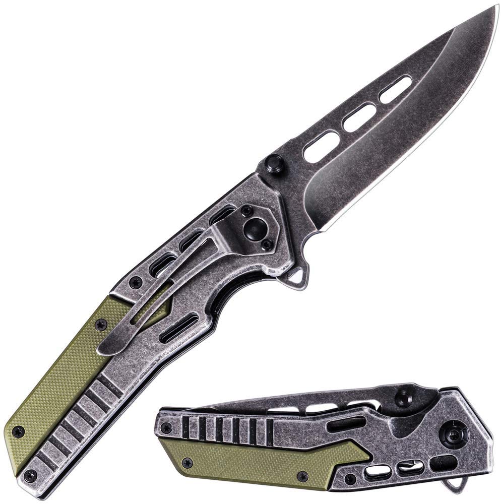 Folding Pocket Knife - Tactical EDC Knife - USMC Military Style Knife G10 Handle Steel Blade Knife - Tourist Camping Hiking Hunting Gear Tool