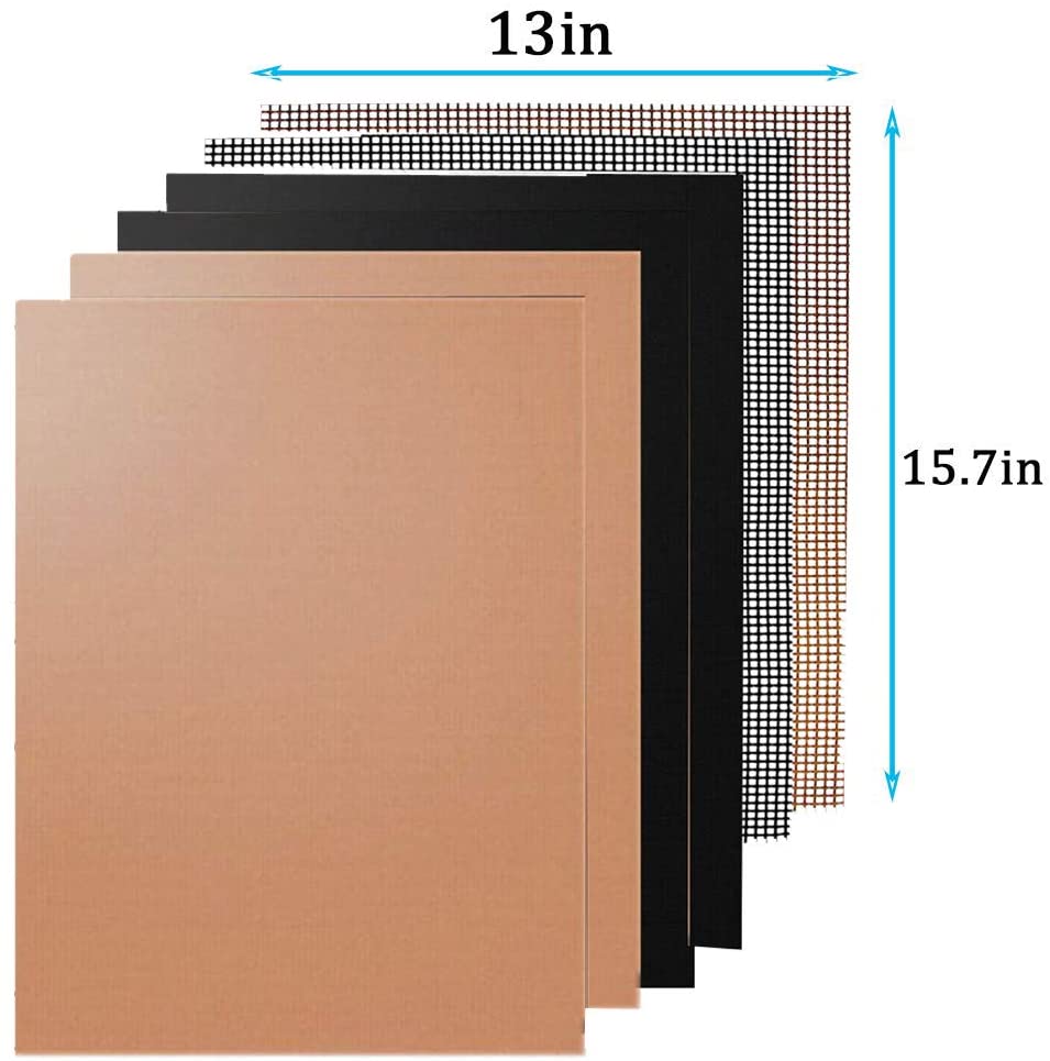 Set of 6 BBQ Grill Mesh Mat, Non Stick Reusable Barbecue Cooking Mats Grilling Sheet Liner Nonstick Fish Vegetable Smoker Smoking Accessories for Charcoal/Gas/Electric Grill