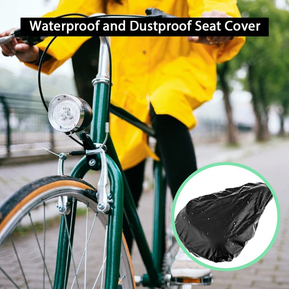 Lushforest Bike Seat, Most Comfortable Bicycle Seat Dual Shock Absorbing Memory Foam Waterproof Bicycle Saddle Bike Seat Replacement with Refective Tape for Mountain Bikes, Road Bikes