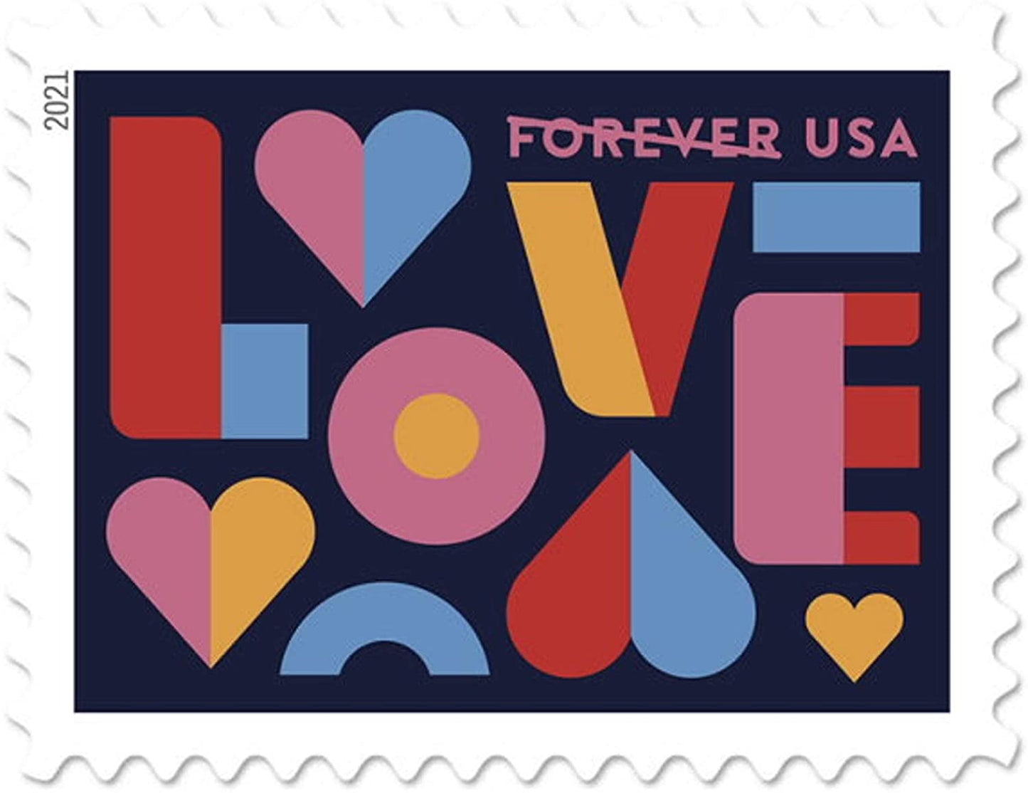 USPS LOVE 2021 Forever Stamps - Sheet of 20 Postage Stamps