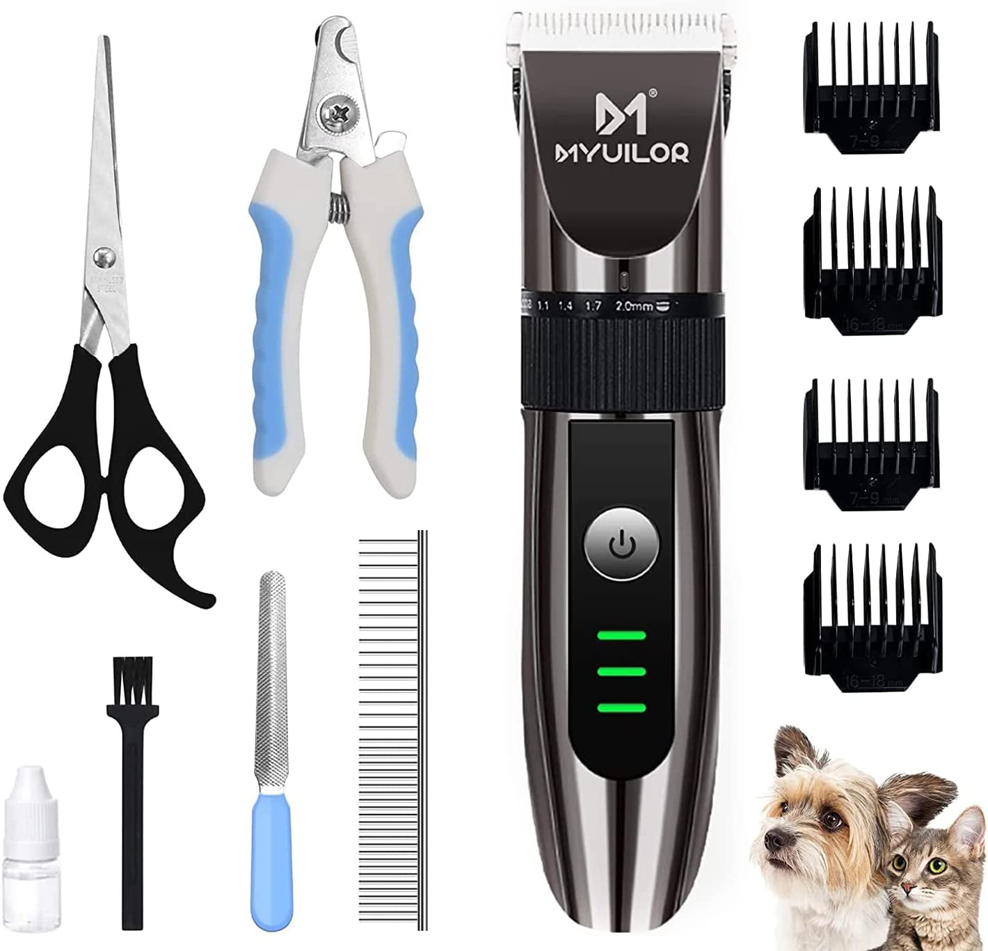 Dog Grooming Kit Clippers Low Noise Dog Clippers Rechargeable Cordless Electric Quiet Pet Hair Clippers Trimmers Set for Dogs Cats Pets with Thick and Heavy Coats
