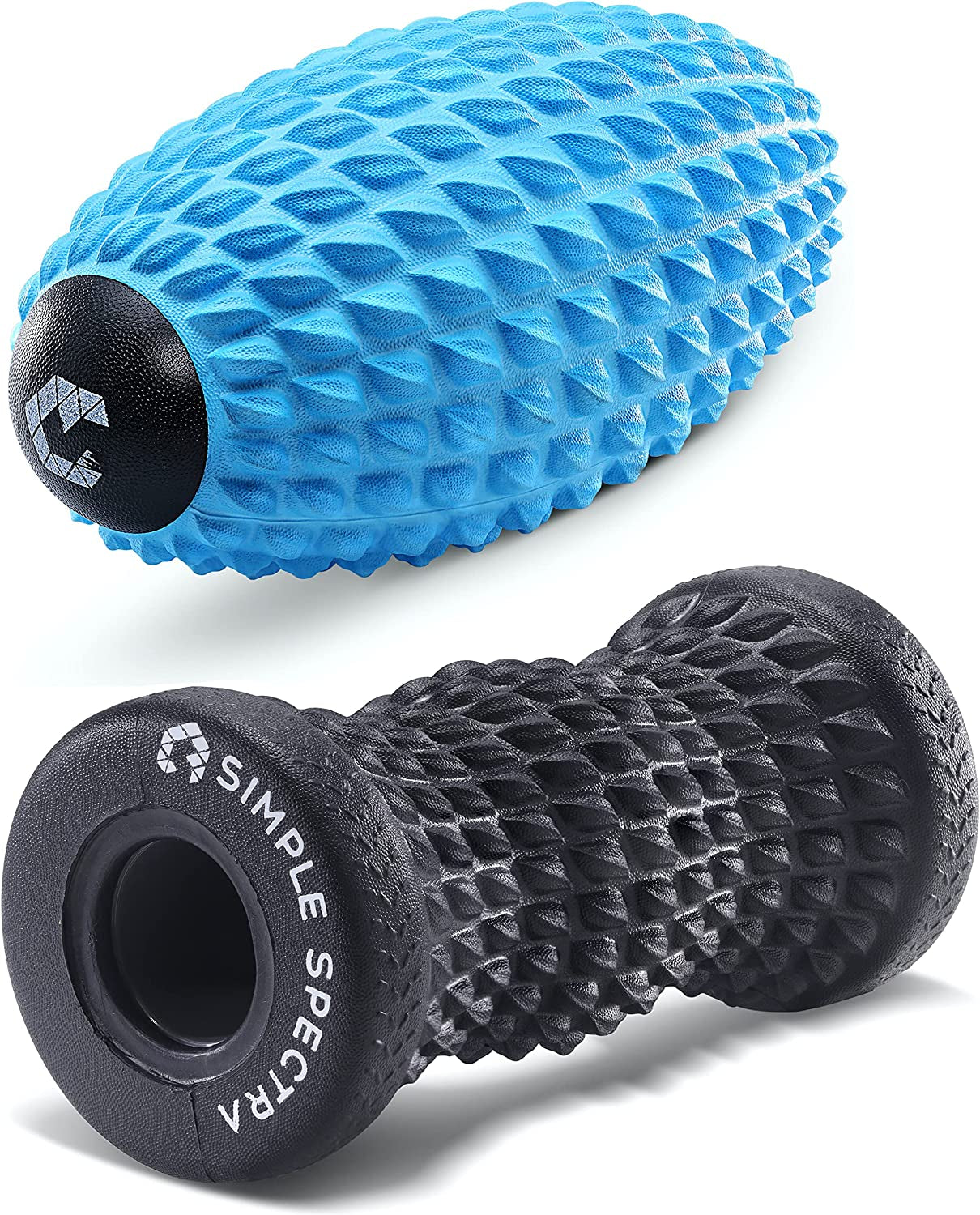 Foot Massager Roller & Spiky Ball Therapy Set - Massage Tool for Muscle Pain Relief from Plantar Fasciitis | Best for Trigger Point Release, Acupressure Reflexology with Ebook Guide