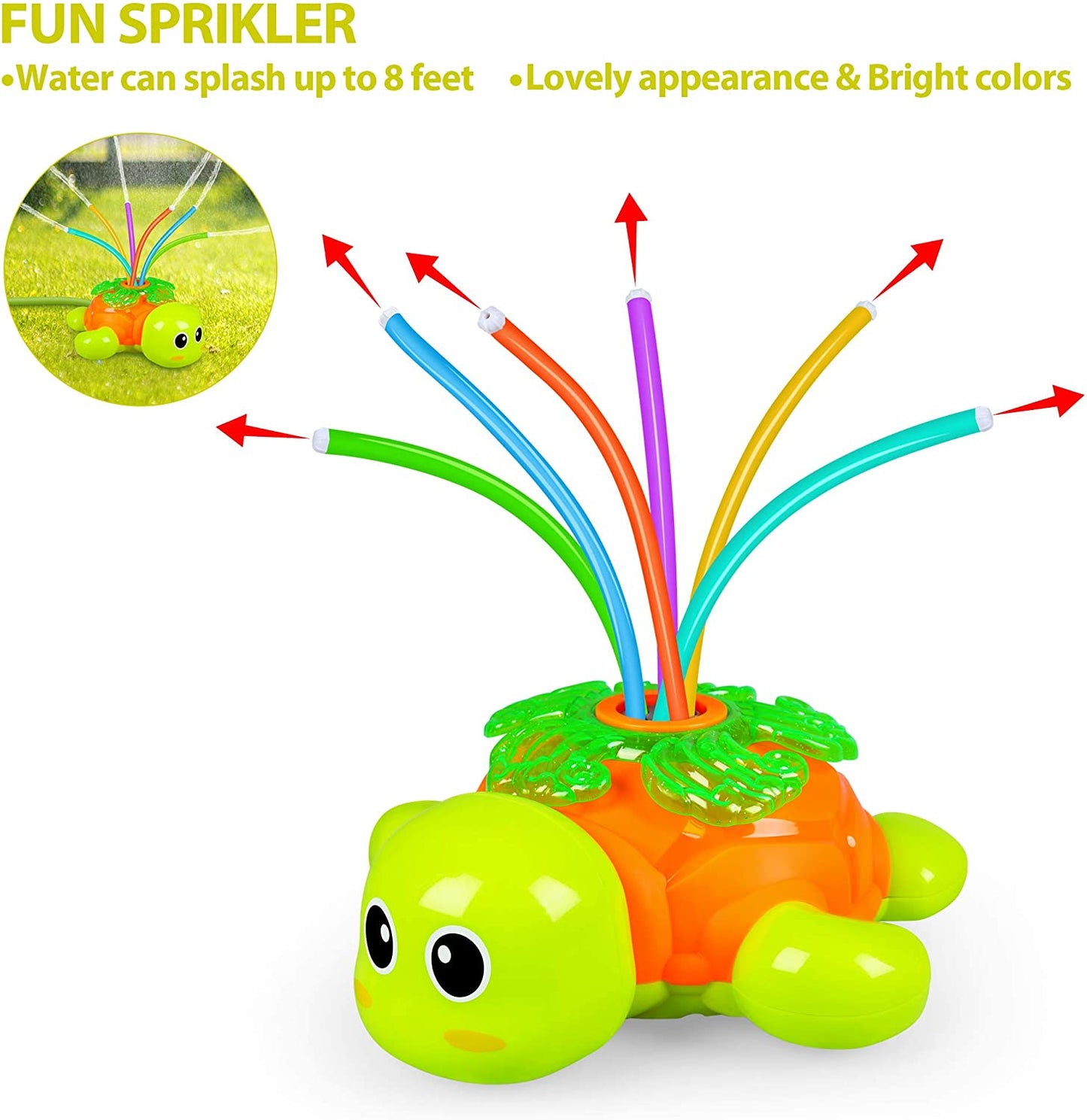  Backyard Rotating Turtle Sprinkler with Swing Tube - Splashing Toy for Summer 