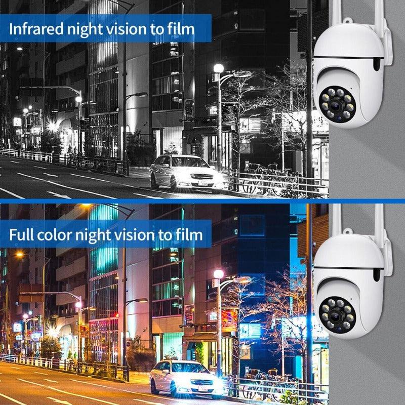 Security Camera Outdoor, Wireless Wifi IP Camera Home Security System 350° View,Motion Detection, Auto Tracking,Two Way Talk,Hd 1080P Pan Tile Full Color Night Vision 