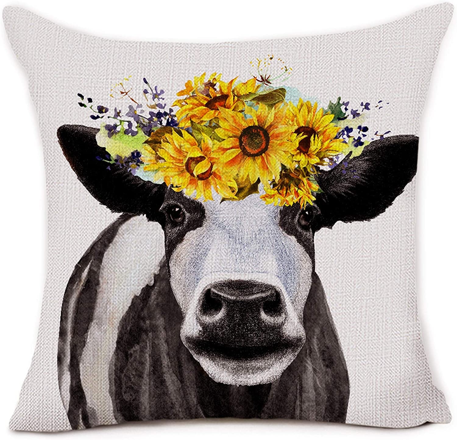 Set of 4 Decorative Farmhouse Pillow Cover - Sunflowers