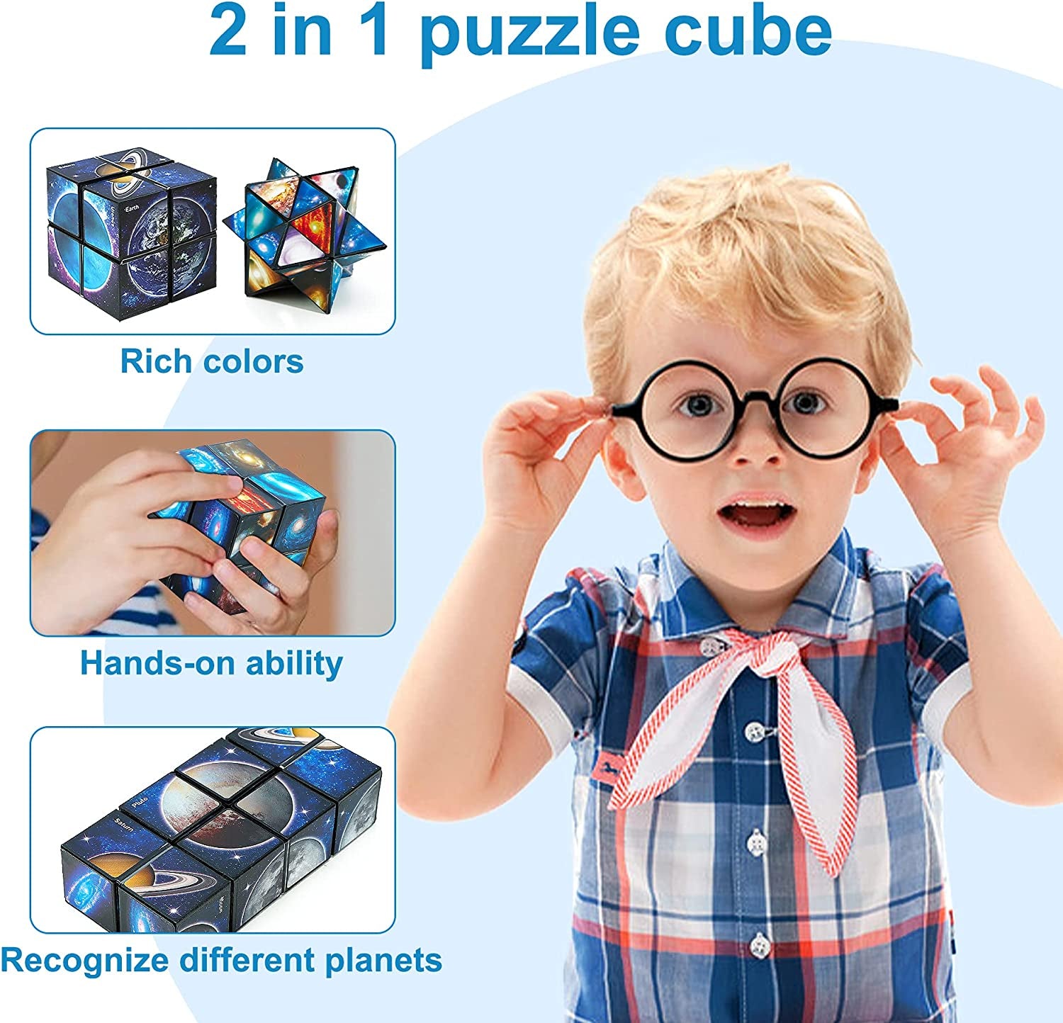 Star Cube,Vcall 2 in 1 Combo Infinity Cube Fidget Toy Magic Star Cube Smooth Surface Magic Cube Puzzle for Kids and Adults to Stress and Anxiety Relief Mini Preschool Toys
