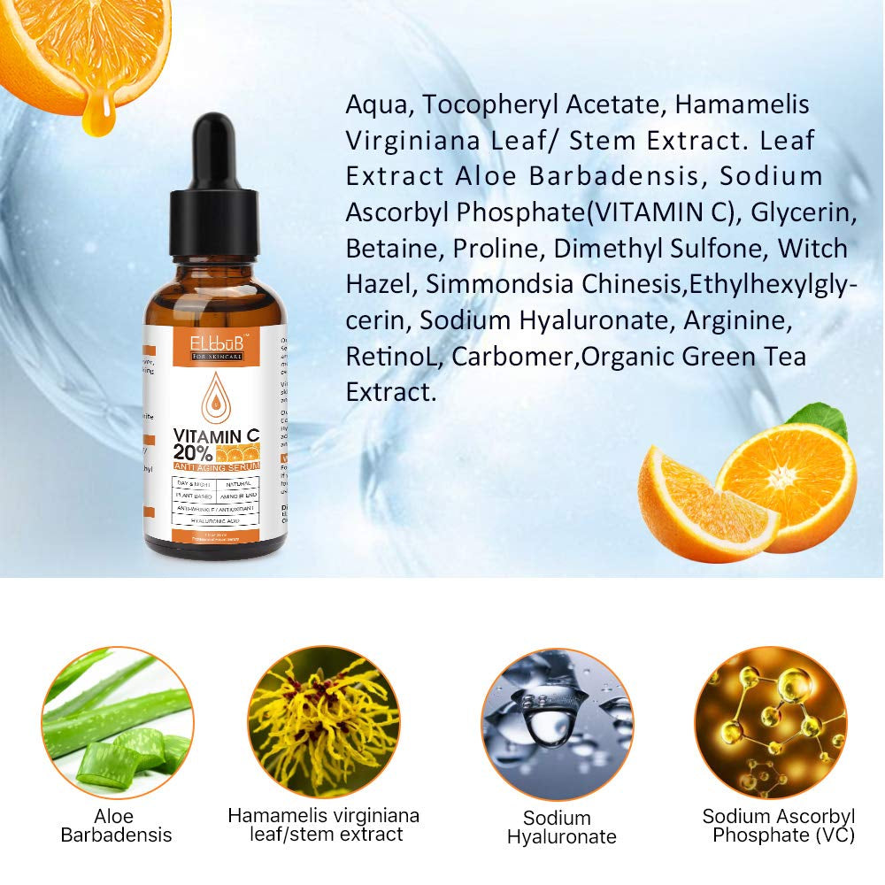 Premium 20% Vitamin C Serum For Face with Hyaluronic Acid