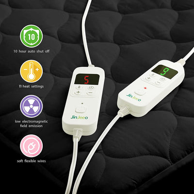 Heated Mattress Pad King Size Electric Mattress Pads Black Electric Bed Warmer Fit up to 21" with 11 Heat Settings Single Controller 9 Hours Auto Shut Off