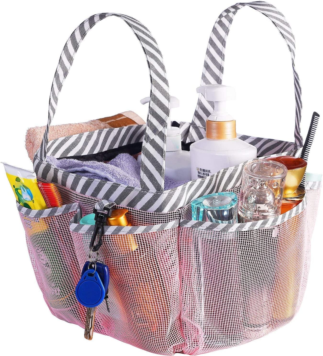 Haundry Portable Mesh Shower Caddy, 8 Basket Tote for Bathroom College Dorm, Large Shower Caddy Bag for Camping Gym